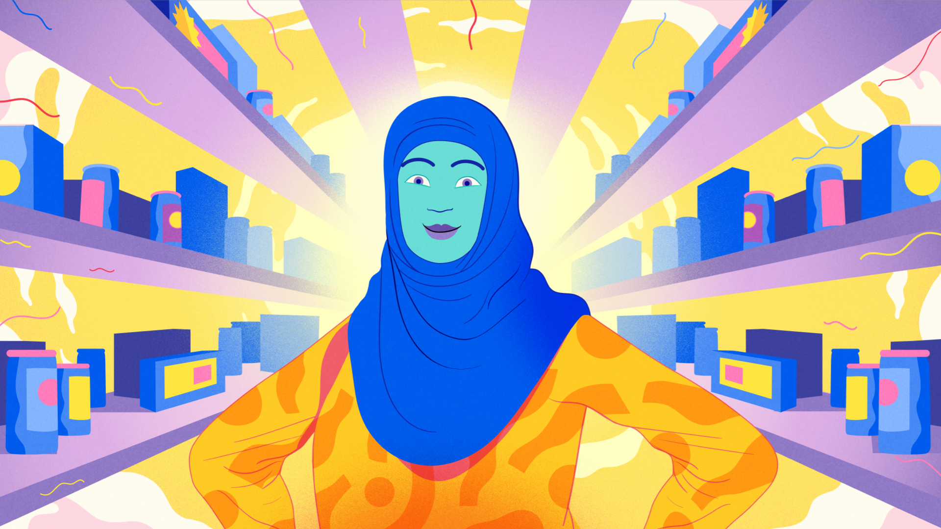 Woman in hyjab in front of Unilever products