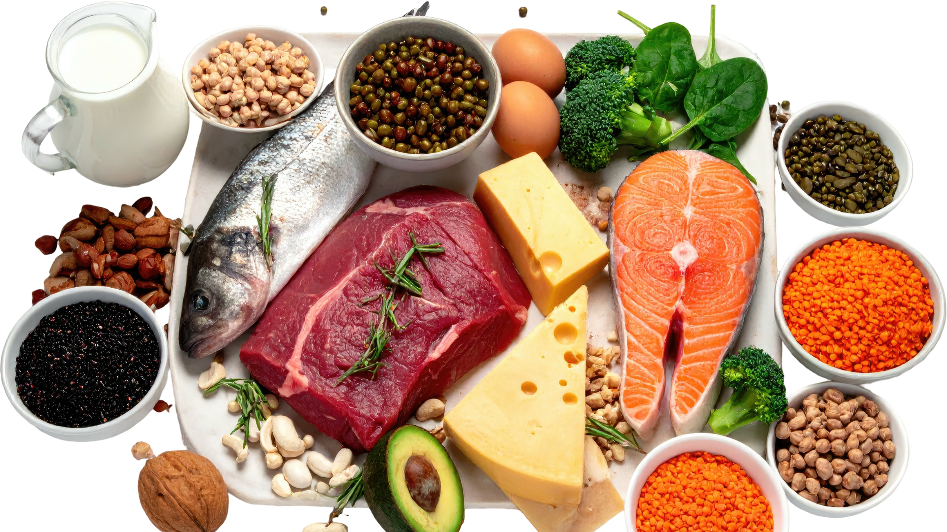 A display of various food items.