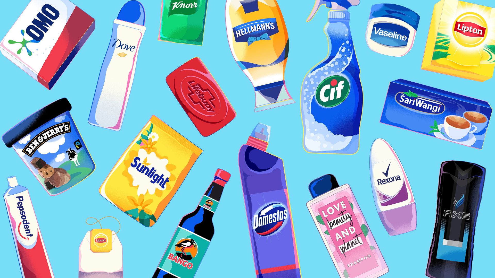 Иллюстрация с разной продукцией компании