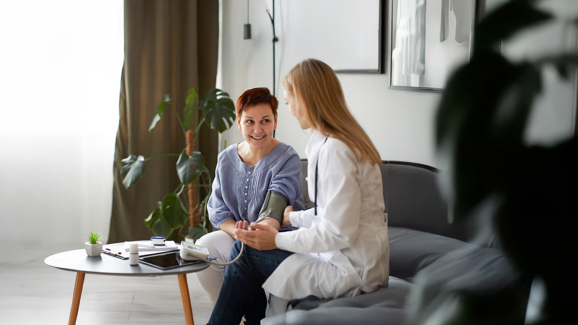 Lady getting Hypertension exam