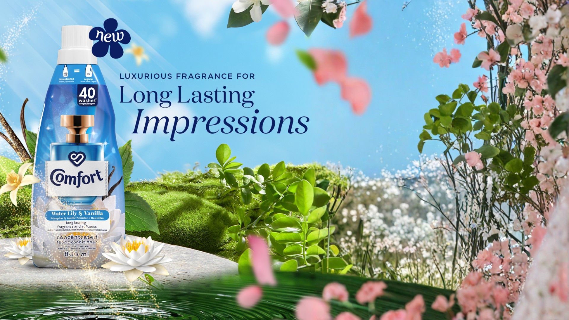 Water Lilly & Vanilla Softener Imagery.