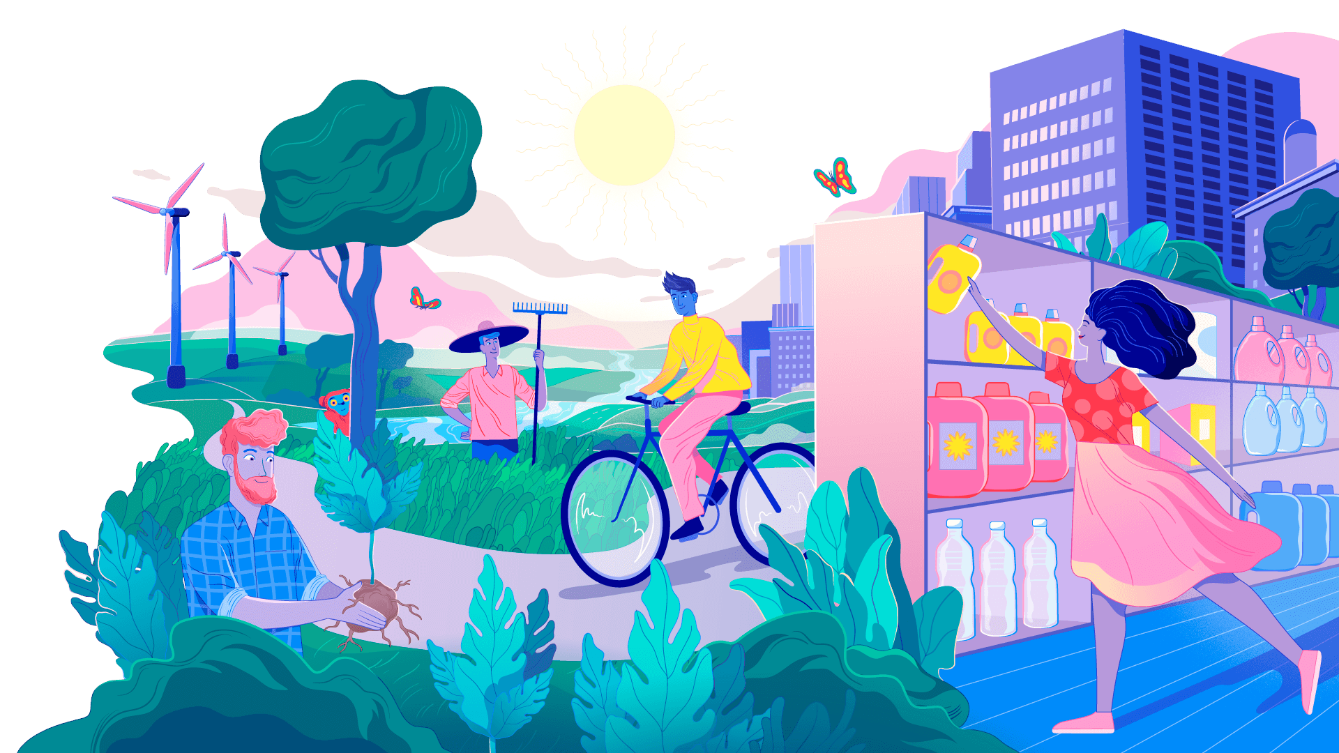 An illustration of sustainable actions